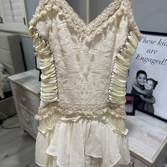 Boho Ivory Lace Corset Mini Dress - Picture 2 of 3